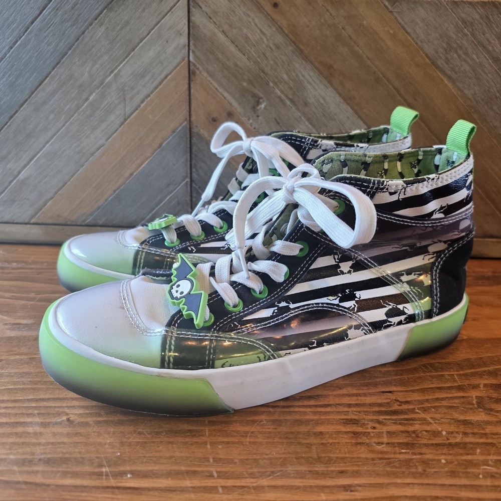 GroundUp Beetlejuice Shoes Women's Size 6.5 High-Top Sneakers White Green Black